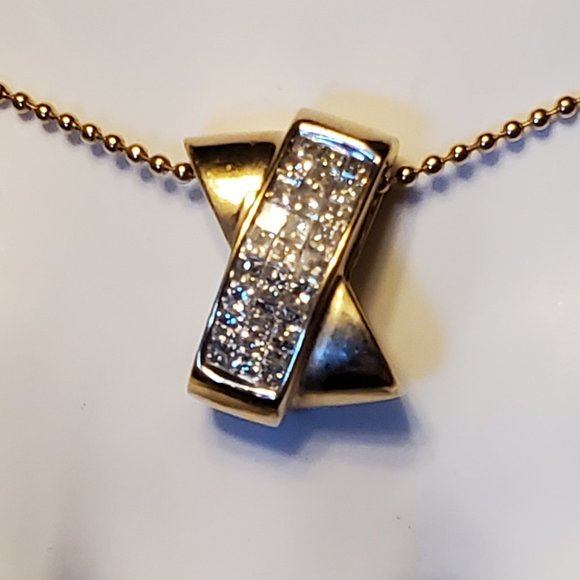 14K   YELLOW   GOLD  DIAMOND   PENDANT - Picture 3 of 9